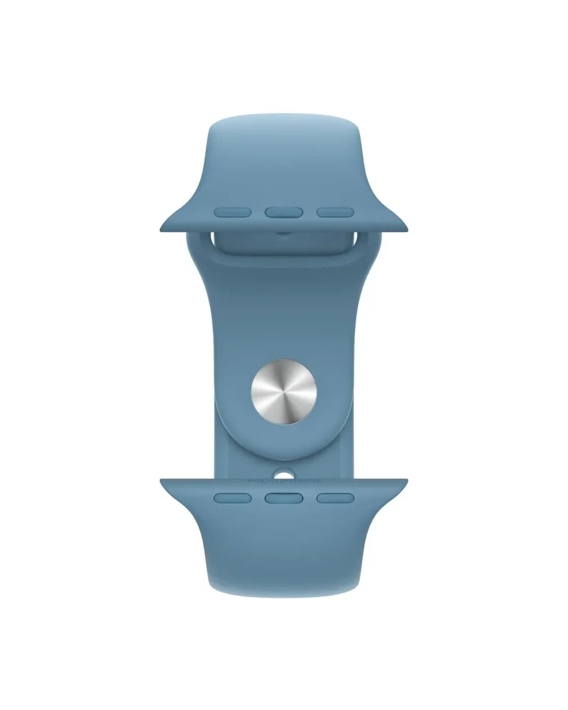 Blue silicone sport band with metal digital watch connector clasp