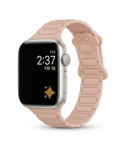 Apple Watch with pink paw print magnetic band and silver case