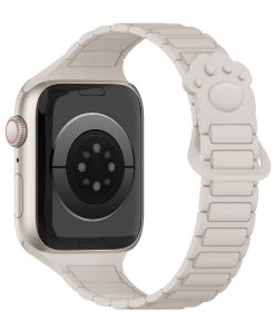 Starlight silicone smartwatch band with paw print design and magnetic closure