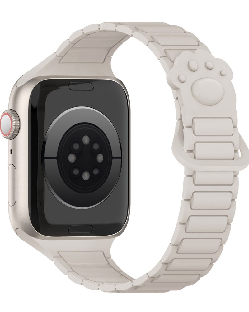 Starlight silicone smartwatch band with paw print design and magnetic closure