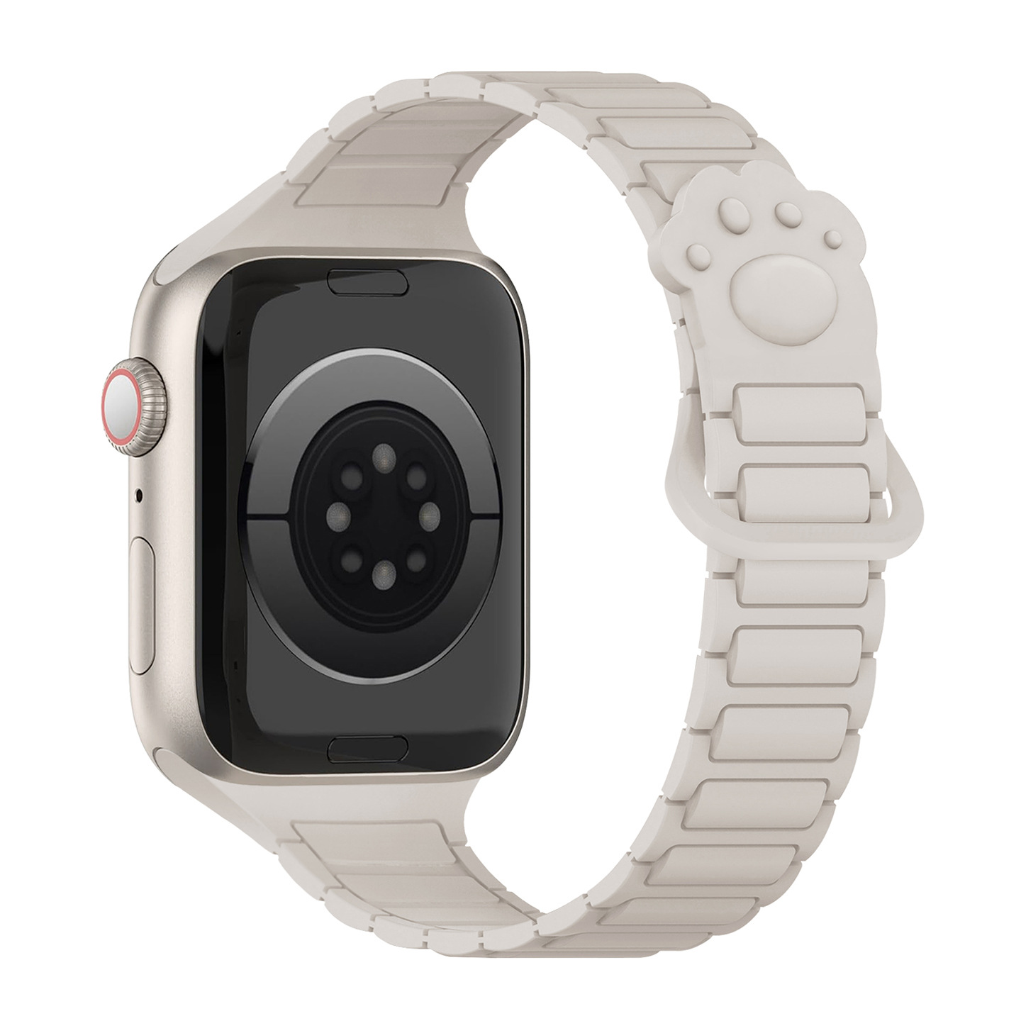 Starlight silicone smartwatch band with paw print design and magnetic closure