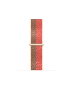 Pink and tan woven sport loop smartwatch band with closure ring