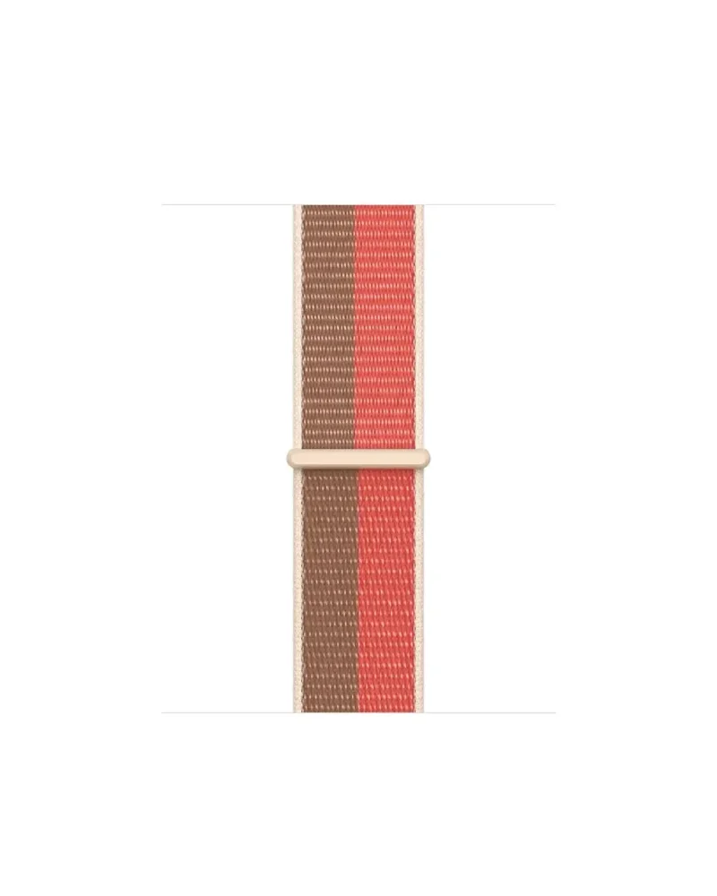 Pink and tan woven sport loop smartwatch band with closure ring