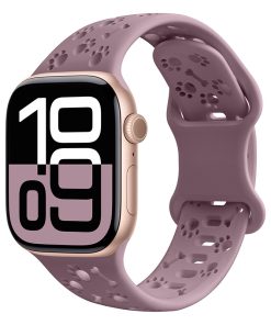 Smoky purple sport smartwatch band with paw print pattern design