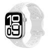 White silicone sport smartwatch band with perforated design for athletic wear