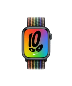 Apple Watch Nike Sport Loop Pride Edition with rainbow striped band