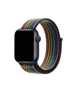 Apple Watch Pride Edition rainbow sport loop band with woven nylon material