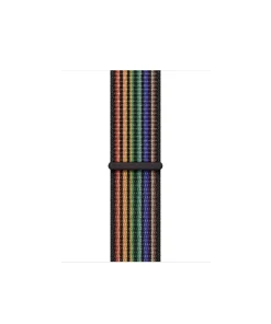 Colorful Pride striped fabric sport loop band with black connector ring