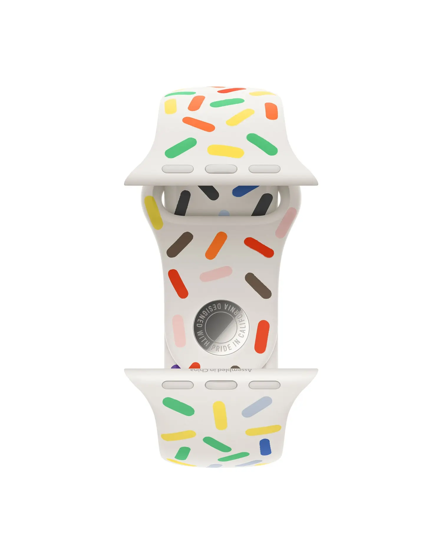 Colorful Pride sport band for smartwatch with multicolor confetti pattern design