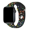 Black sport band for Apple Watch with multicolor pride pattern design