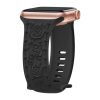 Black floral silicone sport band for Apple Watch with rose gold case