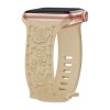 Beige floral rose embossed silicone smartwatch band with rose gold hardware