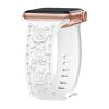White silicone sport band with rose floral pattern for smartwatch