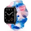 Black smartwatch with dreamy blue pink satin scrunchie strap band
