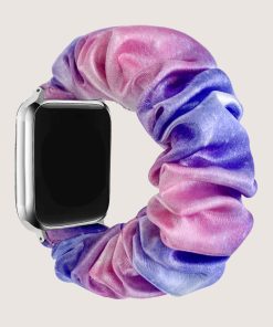 Purple pink gradient satin scrunchie smartwatch band strap