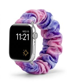 Apple Watch with purple pink satin scrunchie strap band