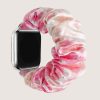 Pink floral satin scrunchie Apple Watch band with elastic fabric strap