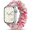 Apple Watch with pink floral satin scrunchie fabric band strap