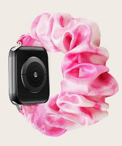 Pink satin scrunchie watch band strap for smartwatch accessories