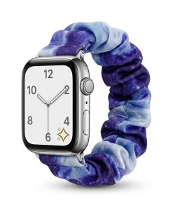 Apple Watch with purple satin scrunchie strap band accessory