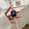 Luxury pink leather Apple Watch band with rhinestone charm accent