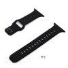 Black silicone sport watch band strap with ventilation holes and connector
