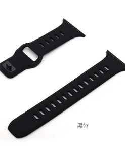 Black silicone sport watch band strap with ventilation holes and connector