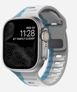 Sport Strap Raw blue light gray smartwatch band with orange accent button