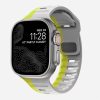 Fluorescent yellow and gray sport smartwatch band with silicone strap