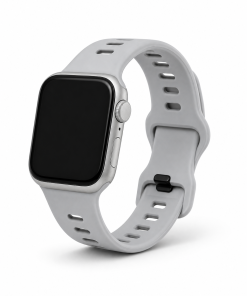 Light gray silicone sport strap for smartwatch with ventilation holes