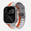 Orange and gray sport strap smartwatch band with silicone material