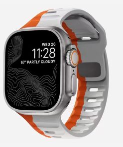 Orange and gray sport strap smartwatch band with silicone material