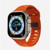 Orange sport smartwatch with digital compass dial and silicone band strap
