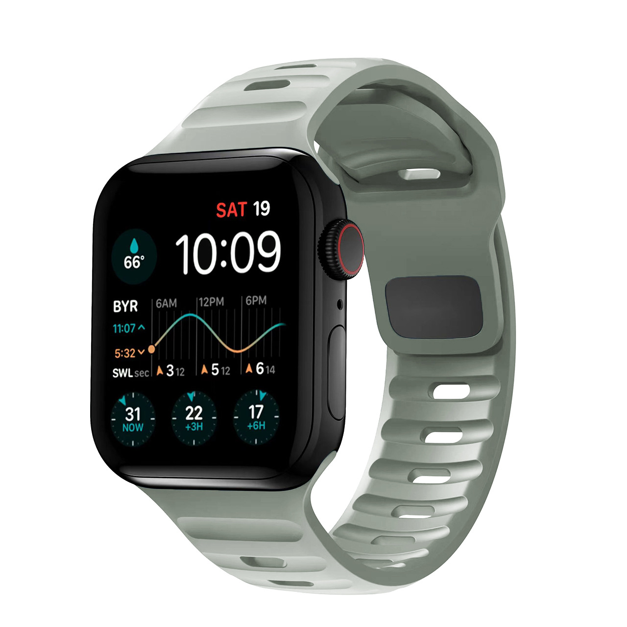 Sport Strap Raw smartwatch band Pacific Green silicone with ventilation holes