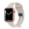 Rose gold smartwatch with cream sport silicone band and starlight dial