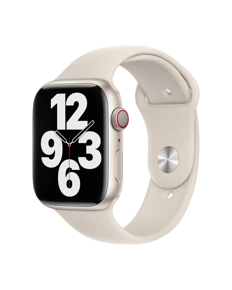 Starlight sport band Apple Watch with cellular connection and digital display