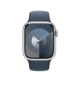 Apple Watch silver aluminum storm blue sport band smartwatch