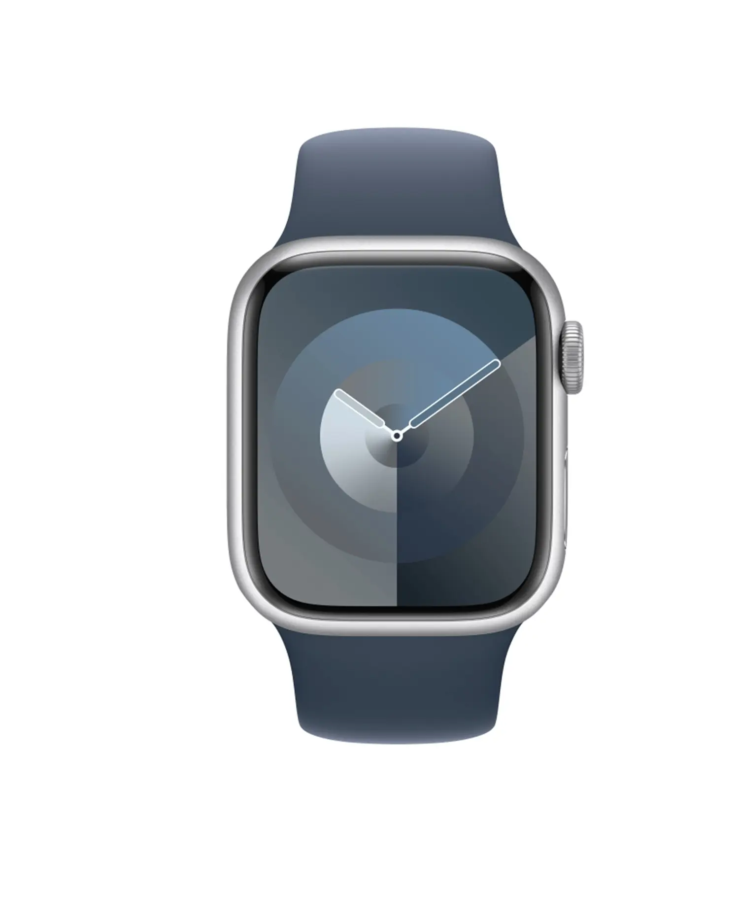 Apple Watch silver aluminum storm blue sport band smartwatch