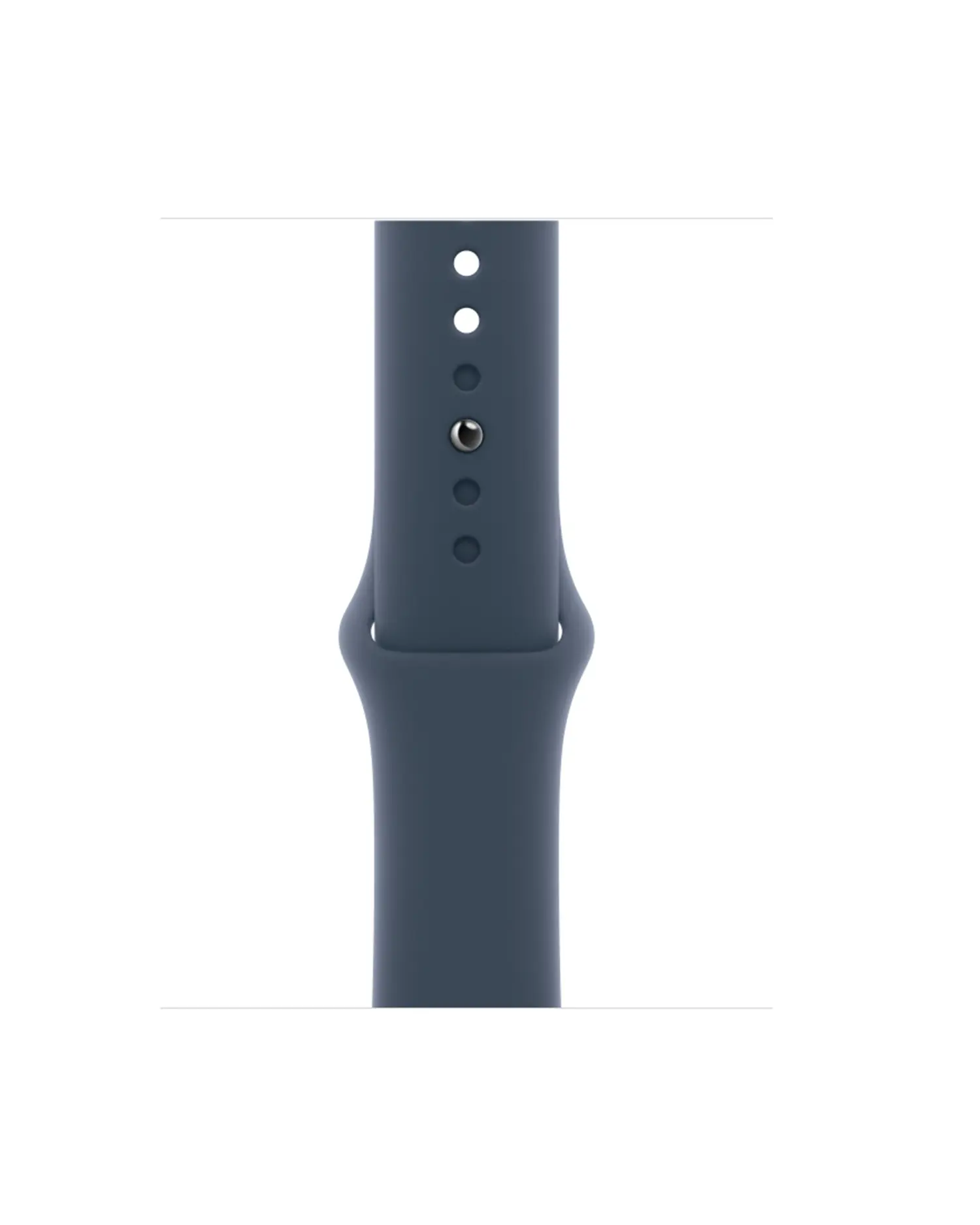 Storm blue sport band with digital crown button and control dots
