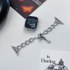 Silver heart charm bracelet band for smartwatch with rhinestones