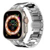 Silver stainless steel smartwatch band with compass and altitude display
