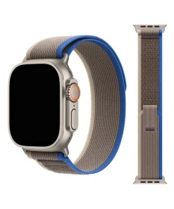 Apple Watch Trail Loop band blue grey nylon fabric magnetic closure connector