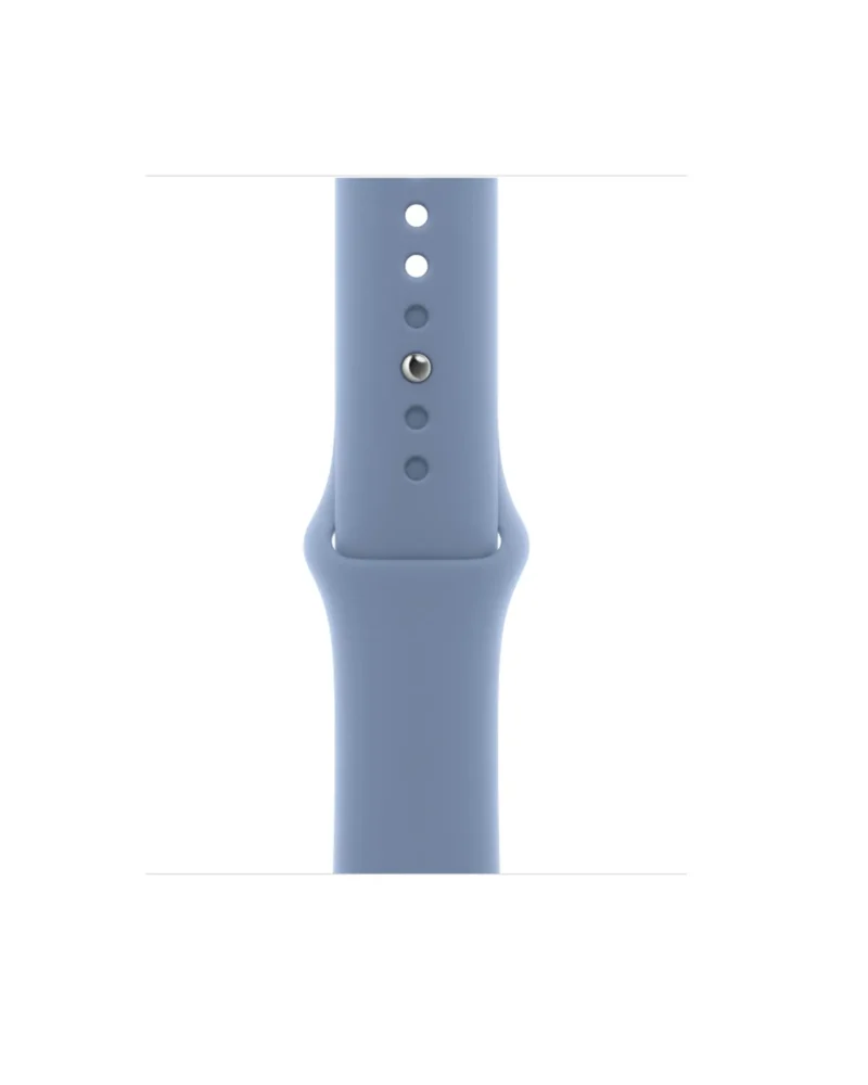 Blue sport watch band with silicone material and metal connector clasp