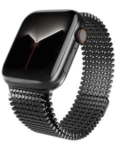Black metal mesh magnetic strap for Apple Watch smartwatch band