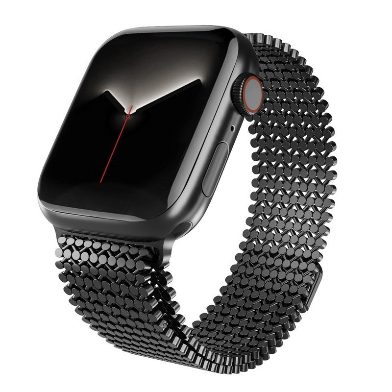 Black metal mesh magnetic strap for Apple Watch smartwatch band
