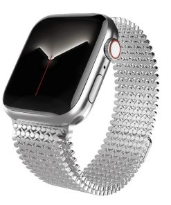 Silver metal mesh magnetic strap band for Apple Watch smartwatch