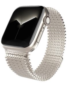 Silver mesh magnetic smartwatch band for Apple Watch compatibility
