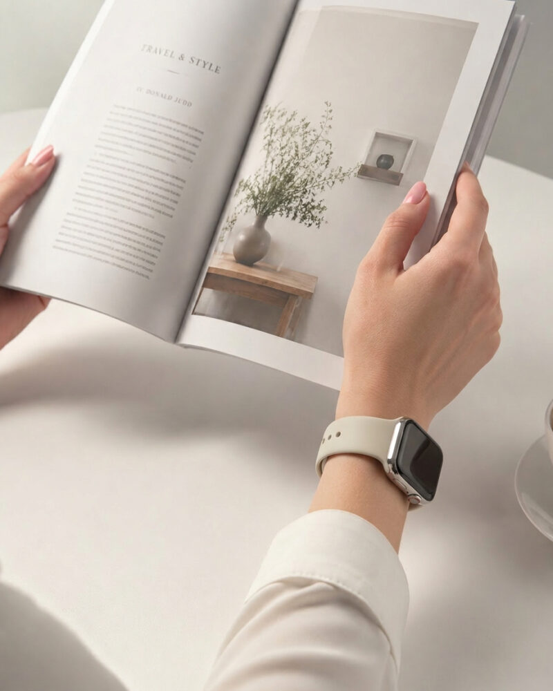 Sport Band – Antique White worn by a model