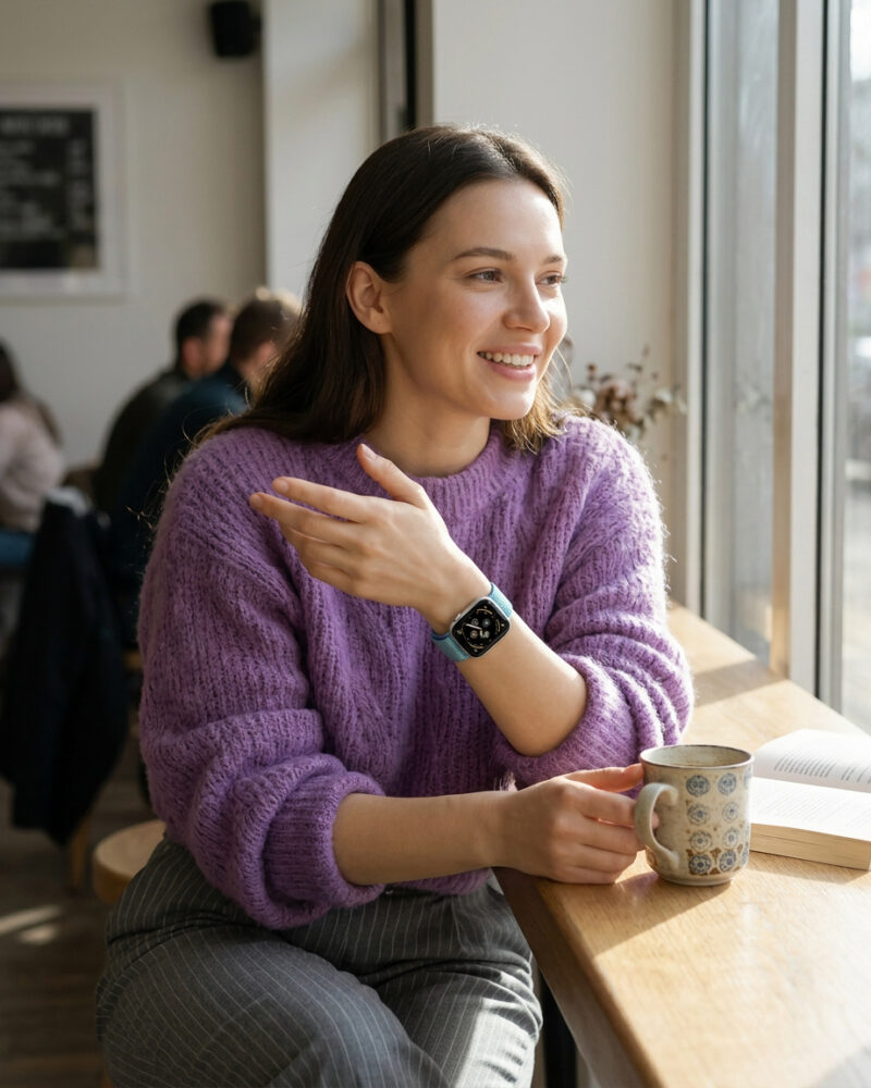 Sport Loop – Cornflower worn by a model
